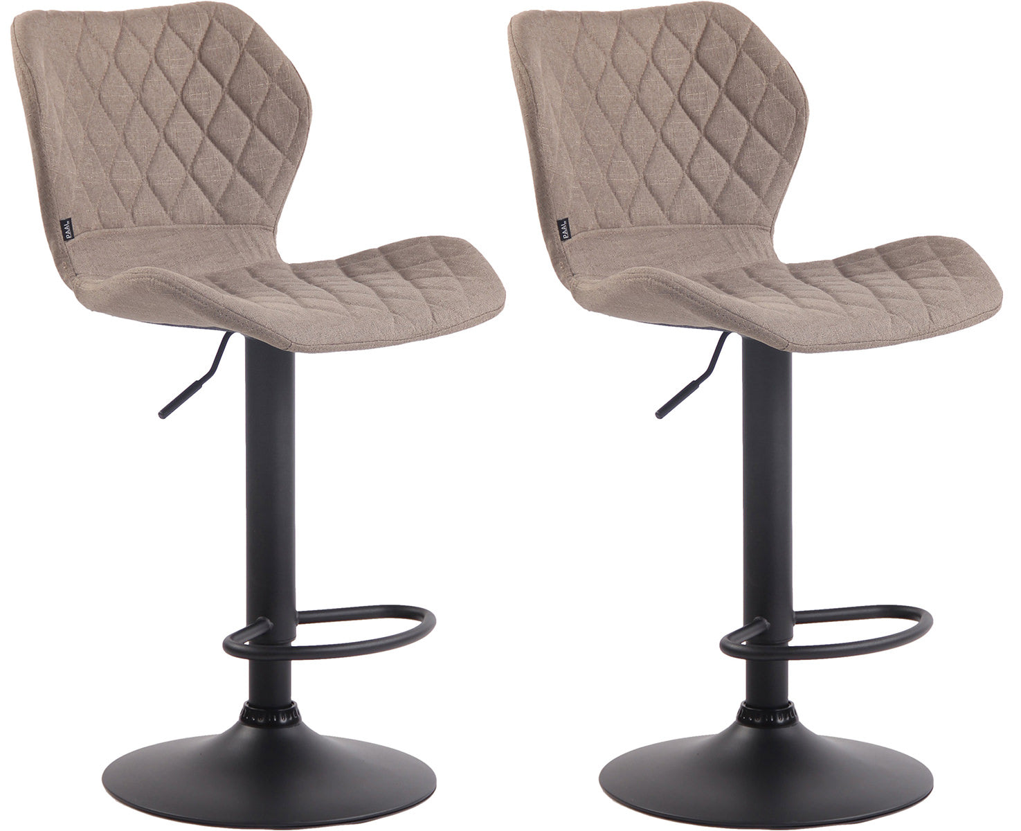 Set van 2 Barkrukken met Stoffen Bekleding - Verstelbaar & Draaibaar - Moderne Look Kleur taupe Onderstel Kleur zwart