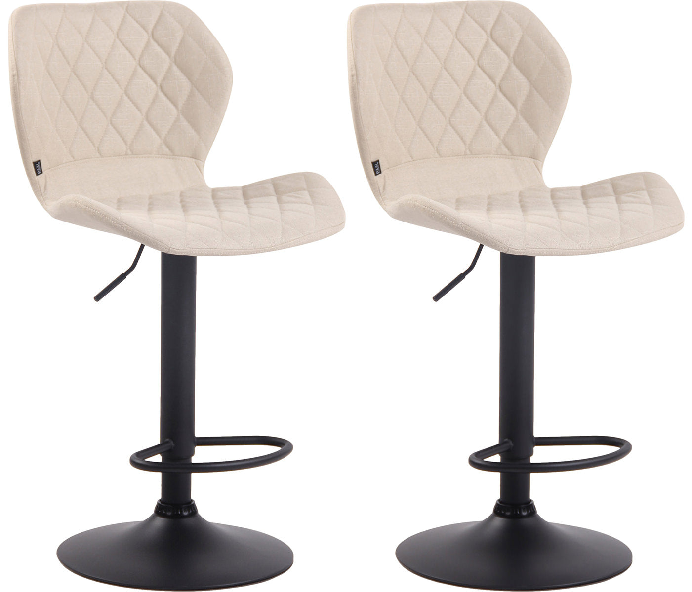 Set van 2 Barkrukken met Stoffen Bekleding - Verstelbaar & Draaibaar - Moderne Look Kleur crème Onderstel Kleur zwart