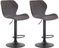 Set van 2 Barkrukken met Stoffen Bekleding - Verstelbaar & Draaibaar - Moderne Look Kleur donkergrijs Onderstel Kleur zwart