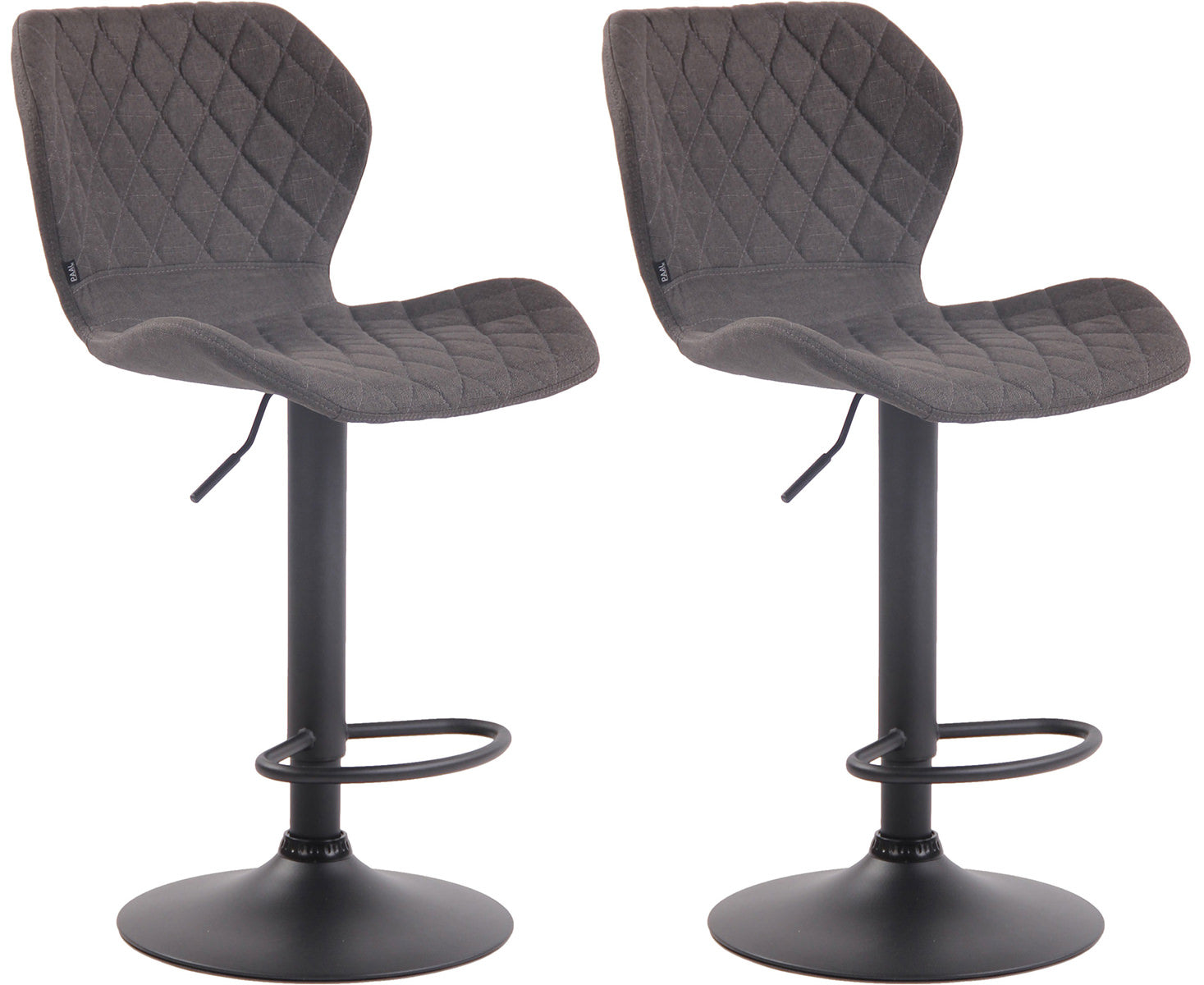 Set van 2 Barkrukken met Stoffen Bekleding - Verstelbaar & Draaibaar - Moderne Look Kleur donkergrijs Onderstel Kleur zwart