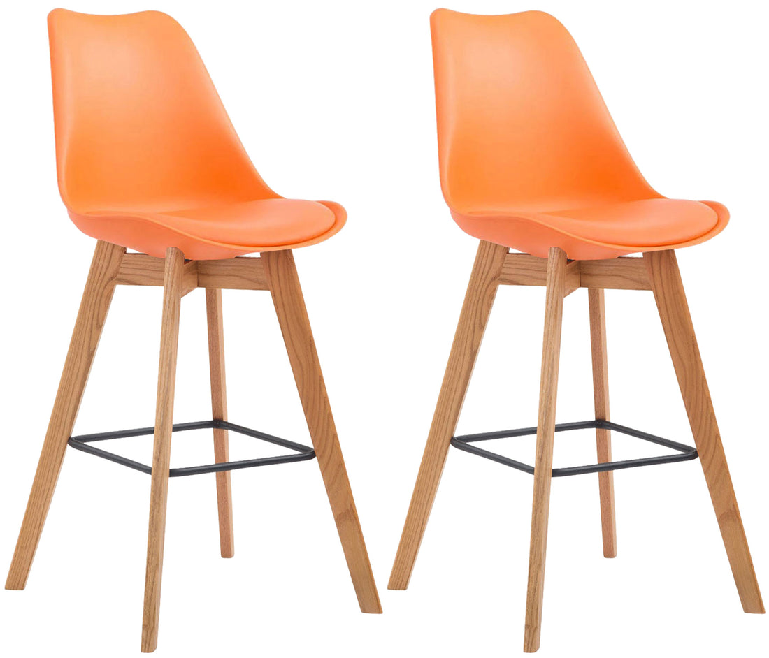 2-delige set Barkrukken - Hoogzitmeubels - Comfortabel en Modern Ontwerp Onderstel Kleur natuur Kleur oranje