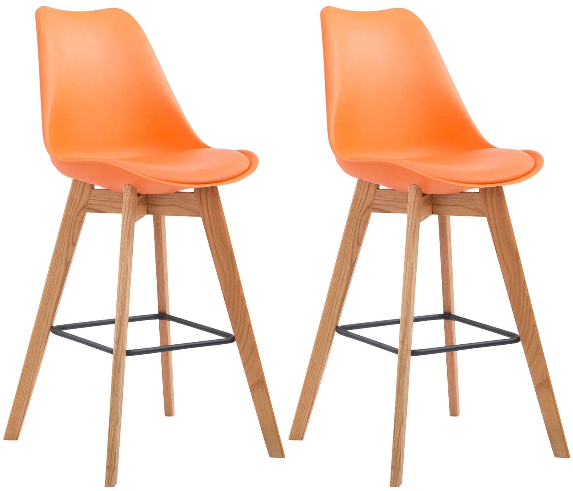 2-delige set Barkrukken - Hoogzitmeubels - Comfortabel en Modern Ontwerp Onderstel Kleur natuur Kleur oranje