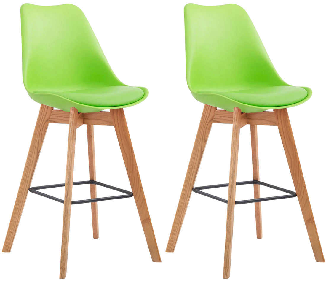 2-delige set Barkrukken - Hoogzitmeubels - Comfortabel en Modern Ontwerp Onderstel Kleur natuur Kleur oranje
