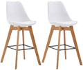 2-delige set Barkrukken - Hoogzitmeubels - Comfortabel en Modern Ontwerp Onderstel Kleur natuur Kleur wit