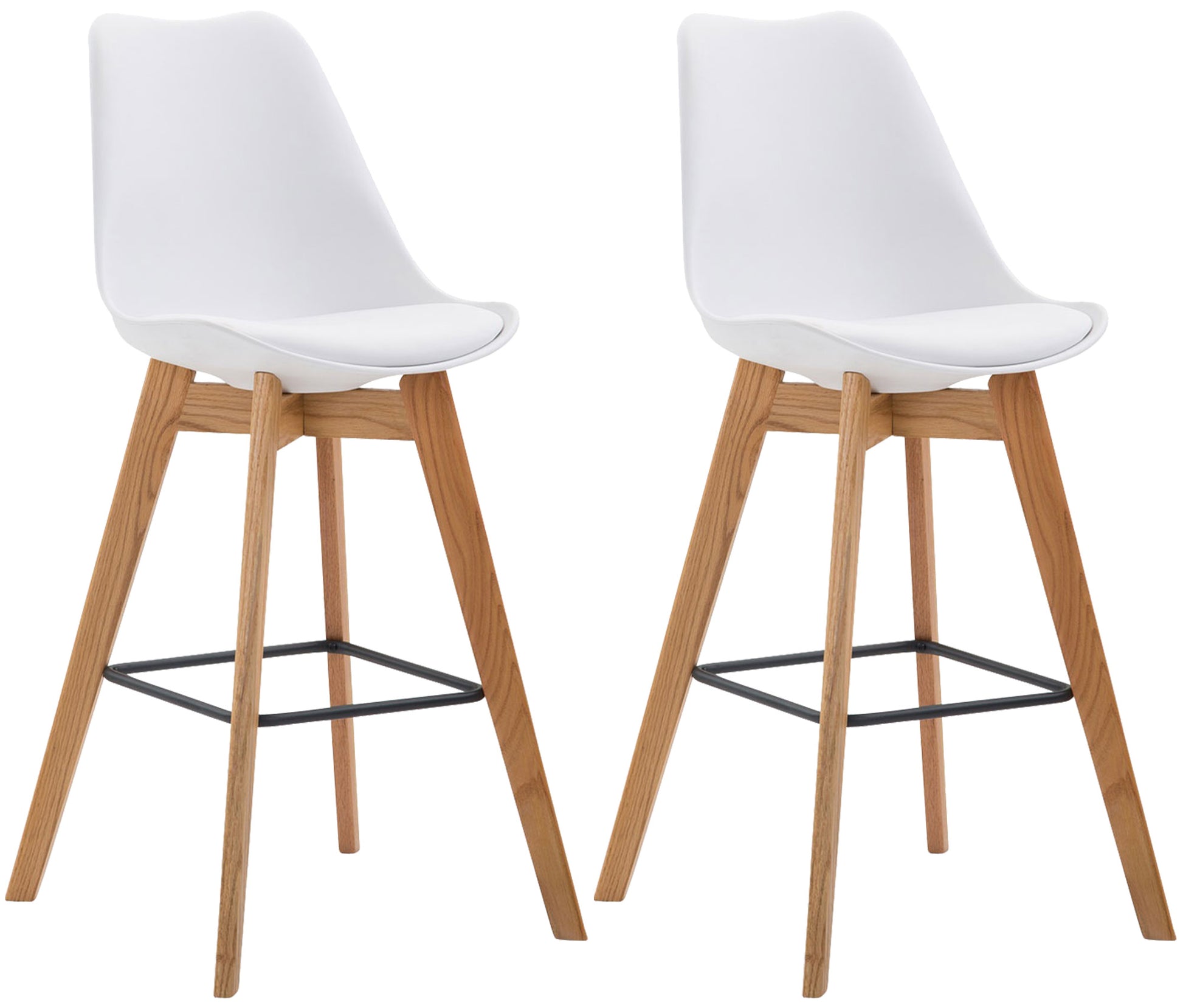 2-delige set Barkrukken - Hoogzitmeubels - Comfortabel en Modern Ontwerp Onderstel Kleur natuur Kleur wit