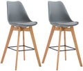 2-delige set Barkrukken - Hoogzitmeubels - Comfortabel en Modern Ontwerp Onderstel Kleur natuur Kleur grijs