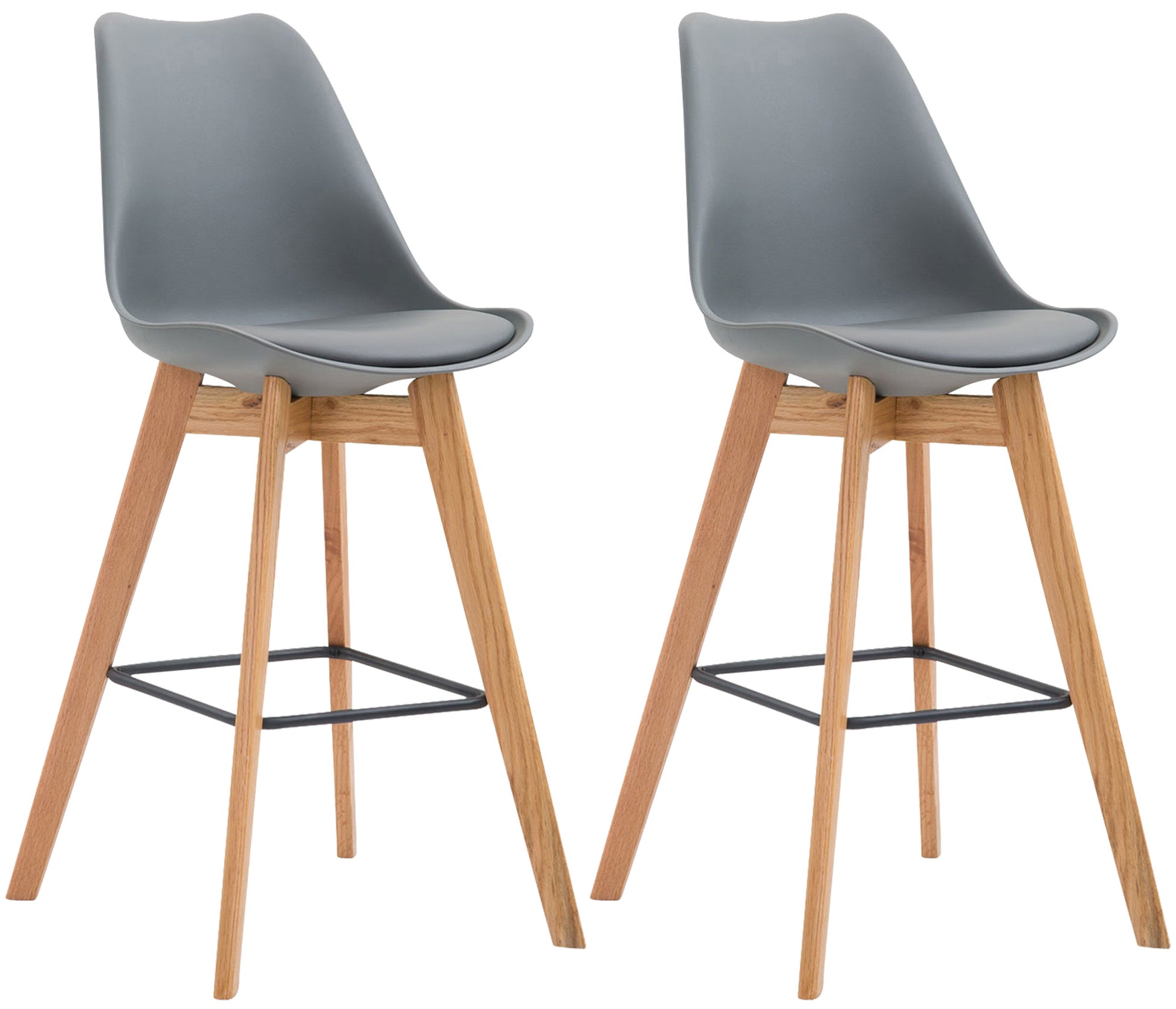 2-delige set Barkrukken - Hoogzitmeubels - Comfortabel en Modern Ontwerp Onderstel Kleur natuur Kleur grijs