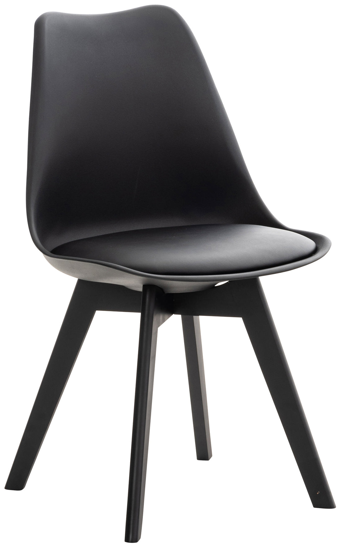 Comfortabele Eetkamerstoel - Design Zitstoel - Duurzaam Beukenhouten Onderstel Kleur zwart/zwart