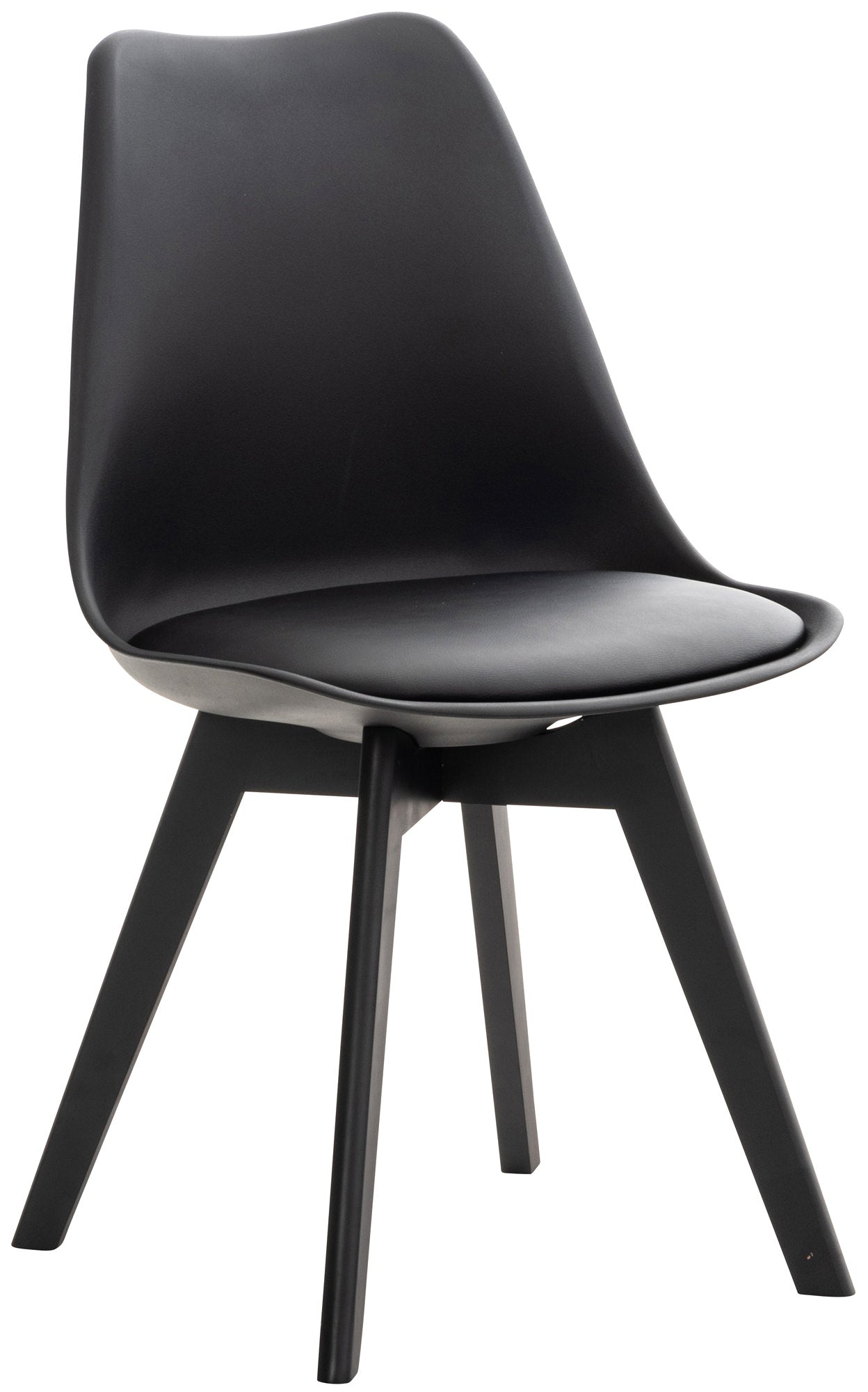 Comfortabele Eetkamerstoel - Design Zitstoel - Duurzaam Beukenhouten Onderstel Kleur zwart/zwart