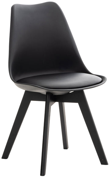 Comfortabele Eetkamerstoel - Design Zitstoel - Duurzaam Beukenhouten Onderstel Kleur zwart/zwart