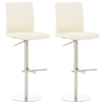 2-delige Set Barkrukken Kunstleder - Barstoelen - Draaibaar met Verstelbare Hoogte en Voetensteun Onderstel Kleur roestvrij staal Kleur crème