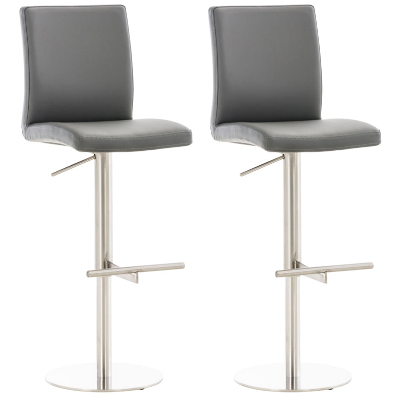 2-delige Set Barkrukken Kunstleder - Barstoelen - Draaibaar met Verstelbare Hoogte en Voetensteun Onderstel Kleur roestvrij staal Kleur crème