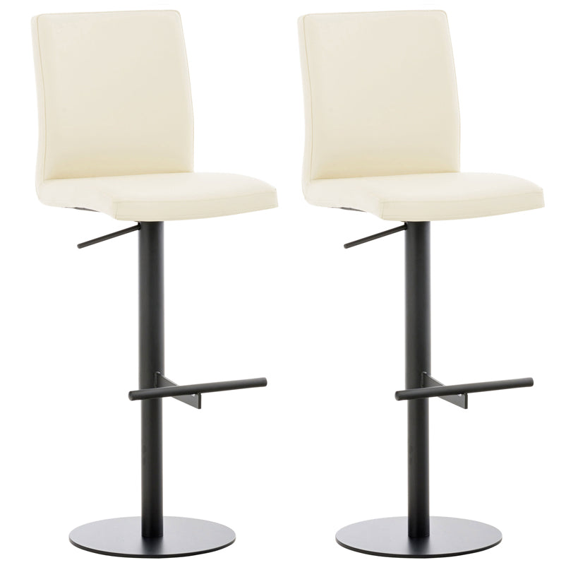 2-delige Set Barkrukken Kunstleder - Barstoelen - Draaibaar met Verstelbare Hoogte en Voetensteun Onderstel Kleur zwart Kleur crème
