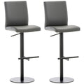 2-delige Set Barkrukken Kunstleder - Barstoelen - Draaibaar met Verstelbare Hoogte en Voetensteun Onderstel Kleur zwart Kleur grijs