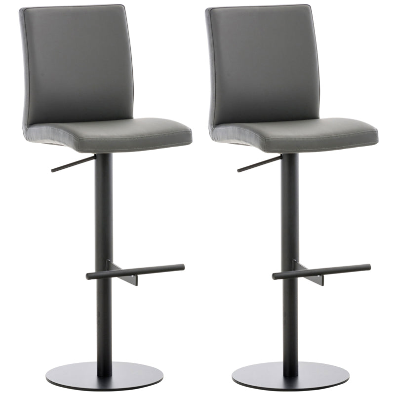 2-delige Set Barkrukken Kunstleder - Barstoelen - Draaibaar met Verstelbare Hoogte en Voetensteun Onderstel Kleur zwart Kleur grijs