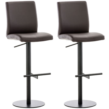 Set van 2 Kunstleren Barkrukken - Hoge Stoelen - In Hoogte Verstelbaar voor Optimaal Comfort Kleur bruin