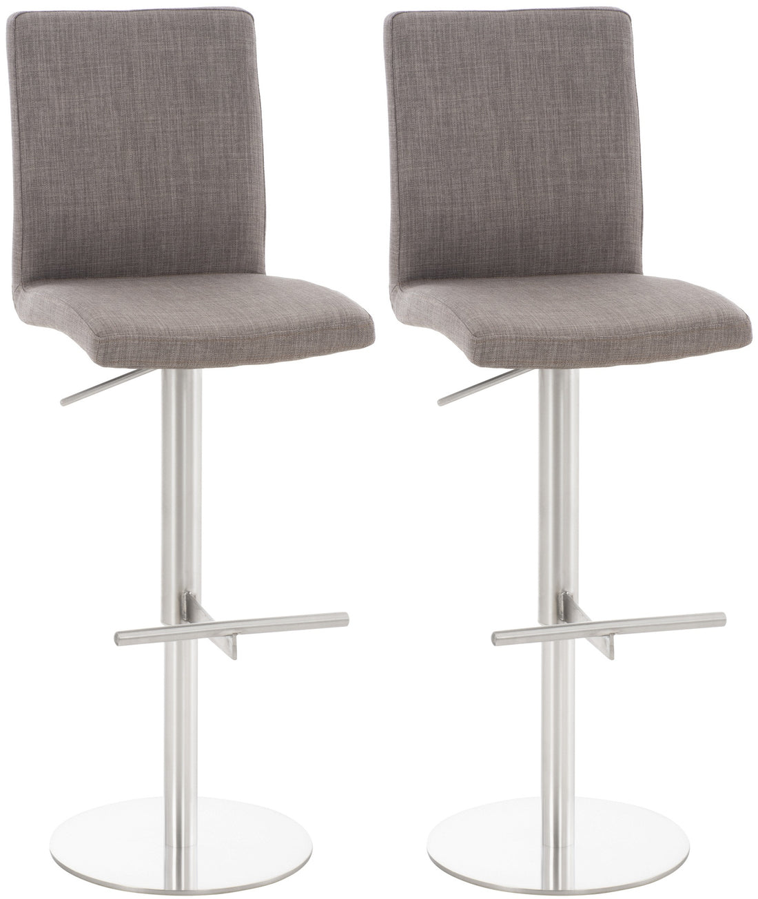 2-delige Set Barkrukken - Stijlvolle Krukken, Hoogteverstelbaar Comfort - Stoffen Bekleding Onderstel Kleur roestvrij staal Kleur grijs