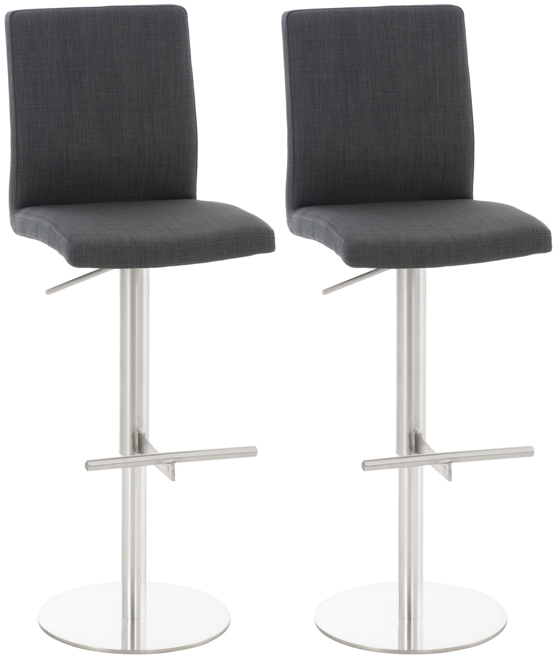2-delige Set Barkrukken - Stijlvolle Krukken, Hoogteverstelbaar Comfort - Stoffen Bekleding Onderstel Kleur roestvrij staal Kleur grijs
