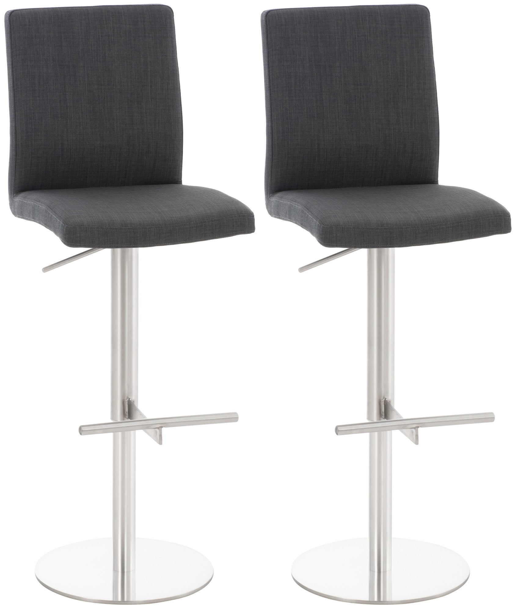 2-delige Set Barkrukken - Stijlvolle Krukken, Hoogteverstelbaar Comfort - Stoffen Bekleding Onderstel Kleur roestvrij staal Kleur donkergrijs