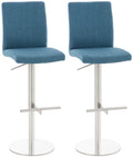 2-delige Set Barkrukken - Stijlvolle Krukken, Hoogteverstelbaar Comfort - Stoffen Bekleding Onderstel Kleur roestvrij staal Kleur blauw