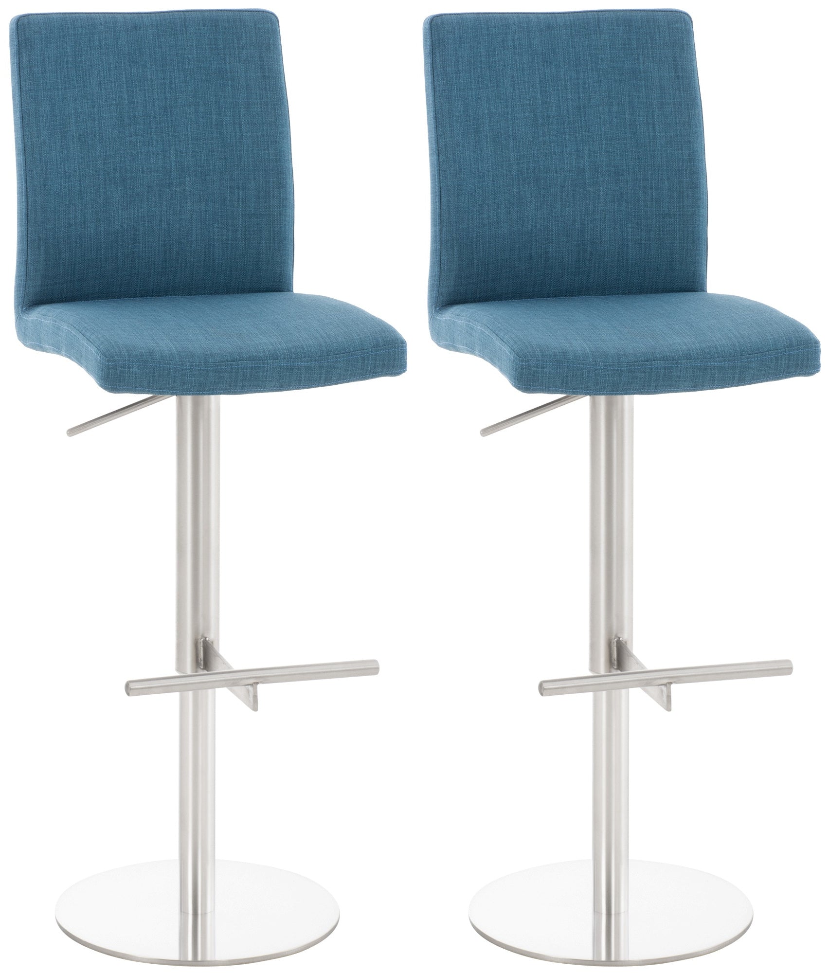 2-delige Set Barkrukken - Stijlvolle Krukken, Hoogteverstelbaar Comfort - Stoffen Bekleding Onderstel Kleur roestvrij staal Kleur blauw