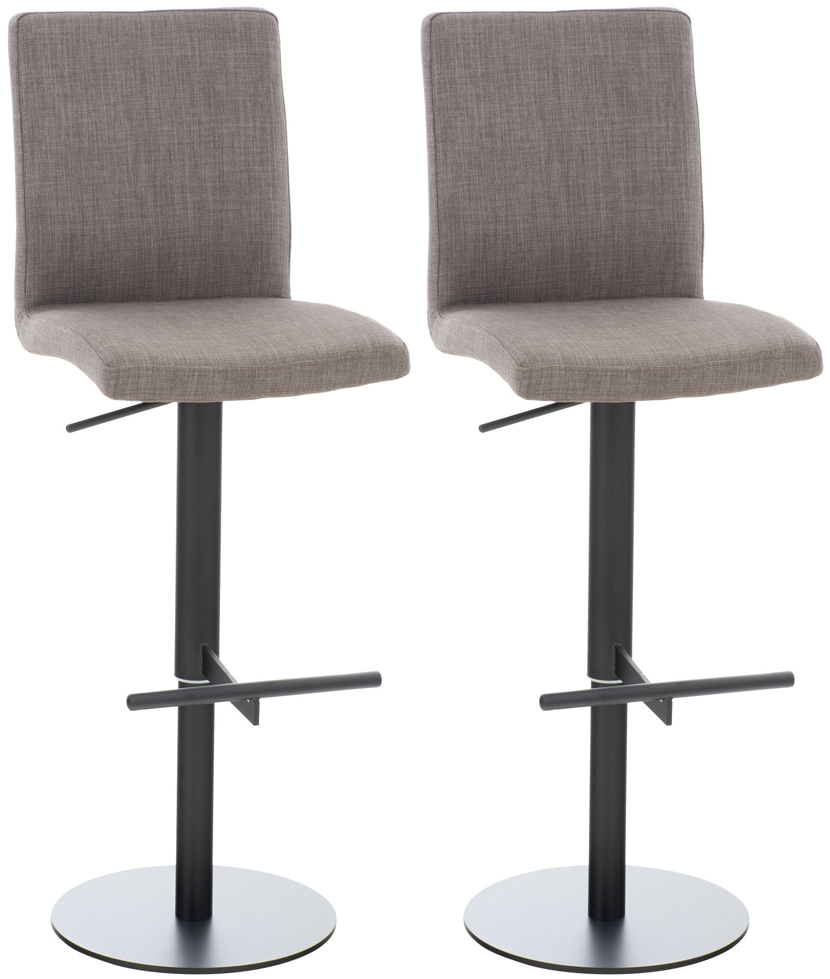 2-delige Set Barkrukken - Stijlvolle Krukken, Hoogteverstelbaar Comfort - Stoffen Bekleding Onderstel Kleur zwart Kleur grijs