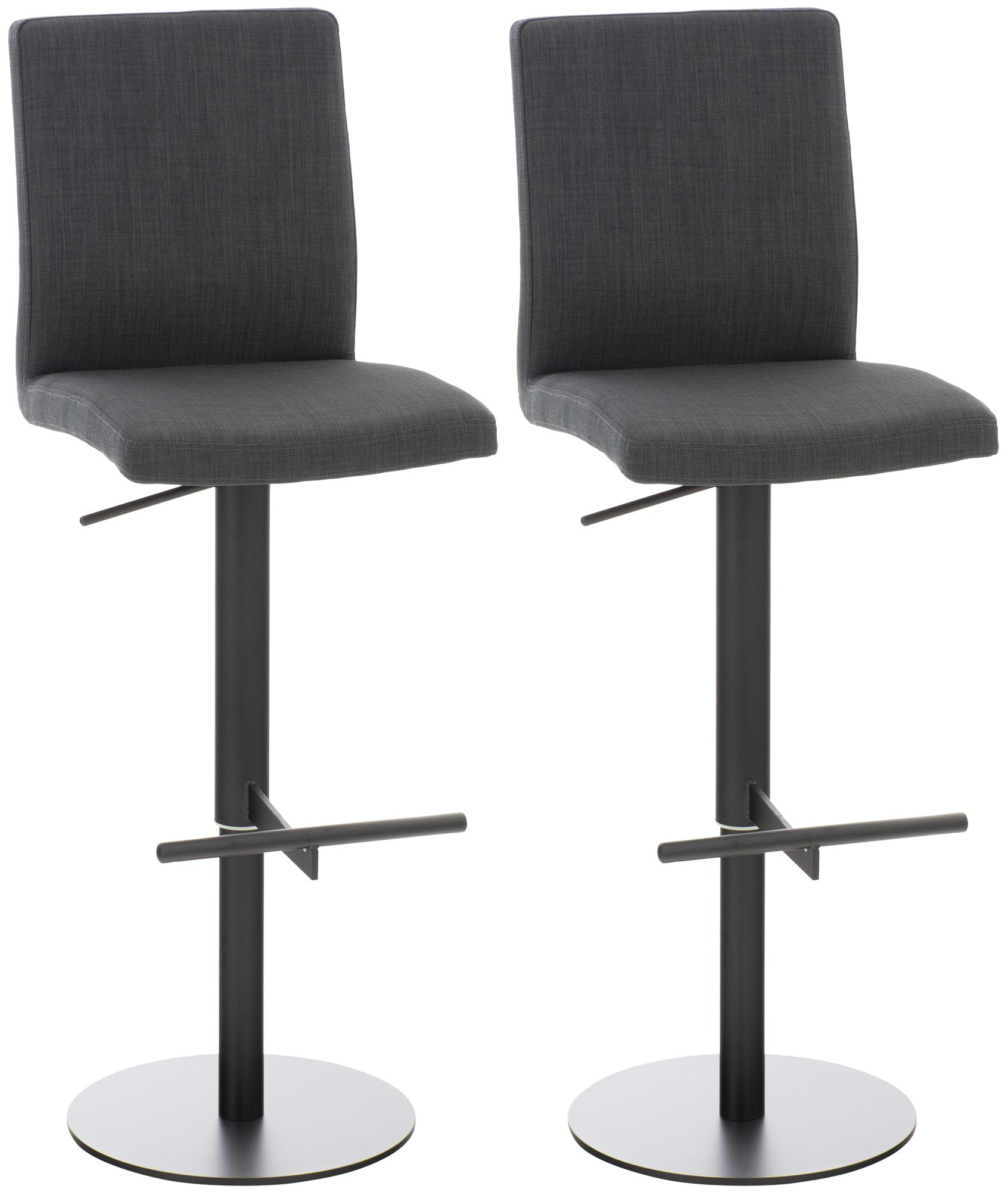 2-delige Set Barkrukken - Stijlvolle Krukken, Hoogteverstelbaar Comfort - Stoffen Bekleding Onderstel Kleur zwart Kleur donkergrijs