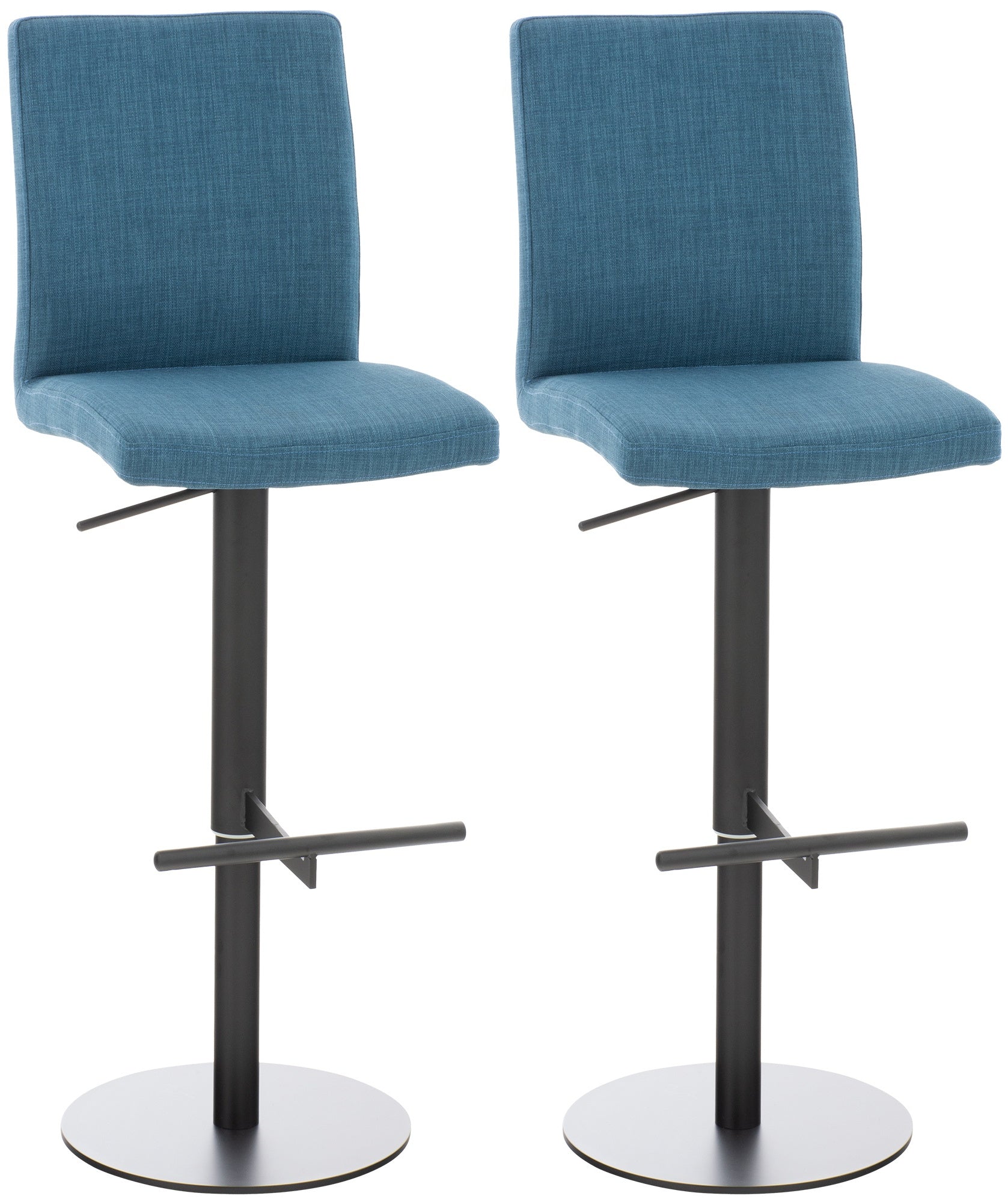2-delige Set Barkrukken - Stijlvolle Krukken, Hoogteverstelbaar Comfort - Stoffen Bekleding Onderstel Kleur zwart Kleur blauw