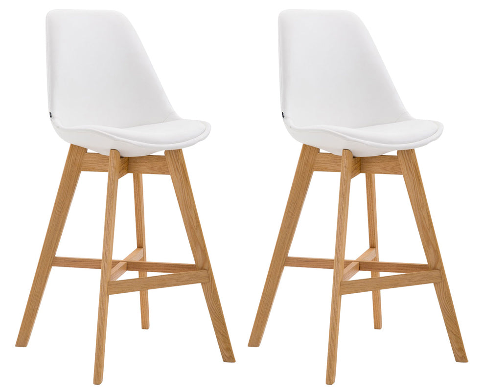 2-delige Set Barkrukken - Houten Stoelen - Uitstekend Zitcomfort Kleur zwart Onderstel Kleur natuur