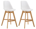 2-delige Set Barkrukken - Houten Stoelen - Uitstekend Zitcomfort Kleur wit Onderstel Kleur natuur
