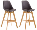 2-delige Set Barkrukken - Houten Stoelen - Uitstekend Zitcomfort Kleur bruin Onderstel Kleur natuur