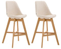 2-delige Set Barkrukken - Houten Stoelen - Uitstekend Zitcomfort Kleur crème Onderstel Kleur natuur