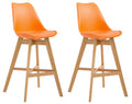 2-delige set Barkrukken - Krukken - Hoog zitcomfort, stevig modern design Kleur oranje Onderstel Kleur natuur