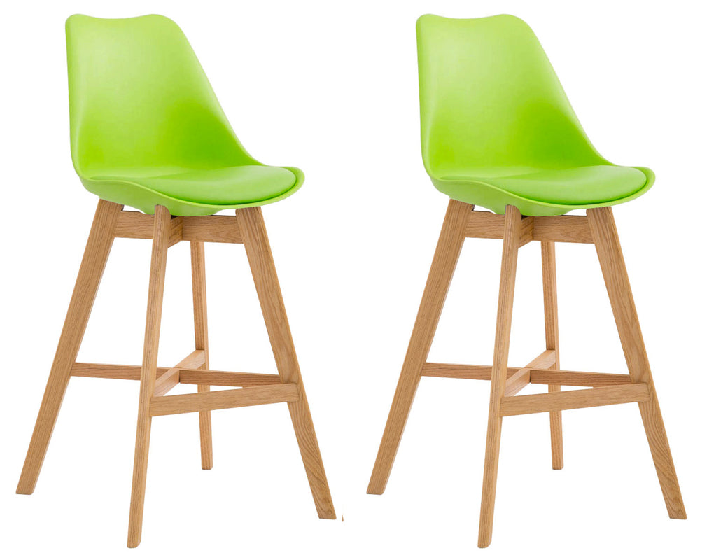 2-delige set Barkrukken - Krukken - Hoog zitcomfort, stevig modern design Kleur oranje Onderstel Kleur natuur