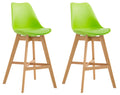 2-delige set Barkrukken - Krukken - Hoog zitcomfort, stevig modern design Kleur groen Onderstel Kleur natuur