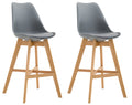 2-delige set Barkrukken - Krukken - Hoog zitcomfort, stevig modern design Kleur grijs Onderstel Kleur natuur