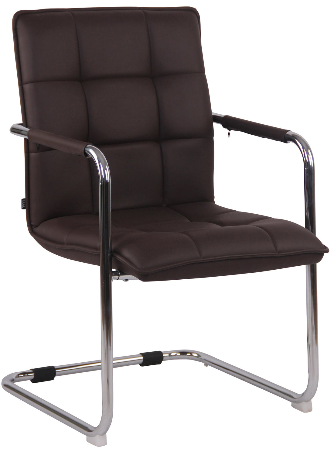 Eetkamerstoel Met Armleuningen - Kunstlederen Stoel - Hoog Zitcomfort - Chroomlook Frame Kleur bruin