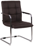 Eetkamerstoel Met Armleuningen - Kunstlederen Stoel - Hoog Zitcomfort - Chroomlook Frame Kleur bruin