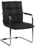 Moderne Eetkamerstoel - Comfort Stoel - Luxueus Rundleer, Zwart/Chroom Design Kleur zwart
