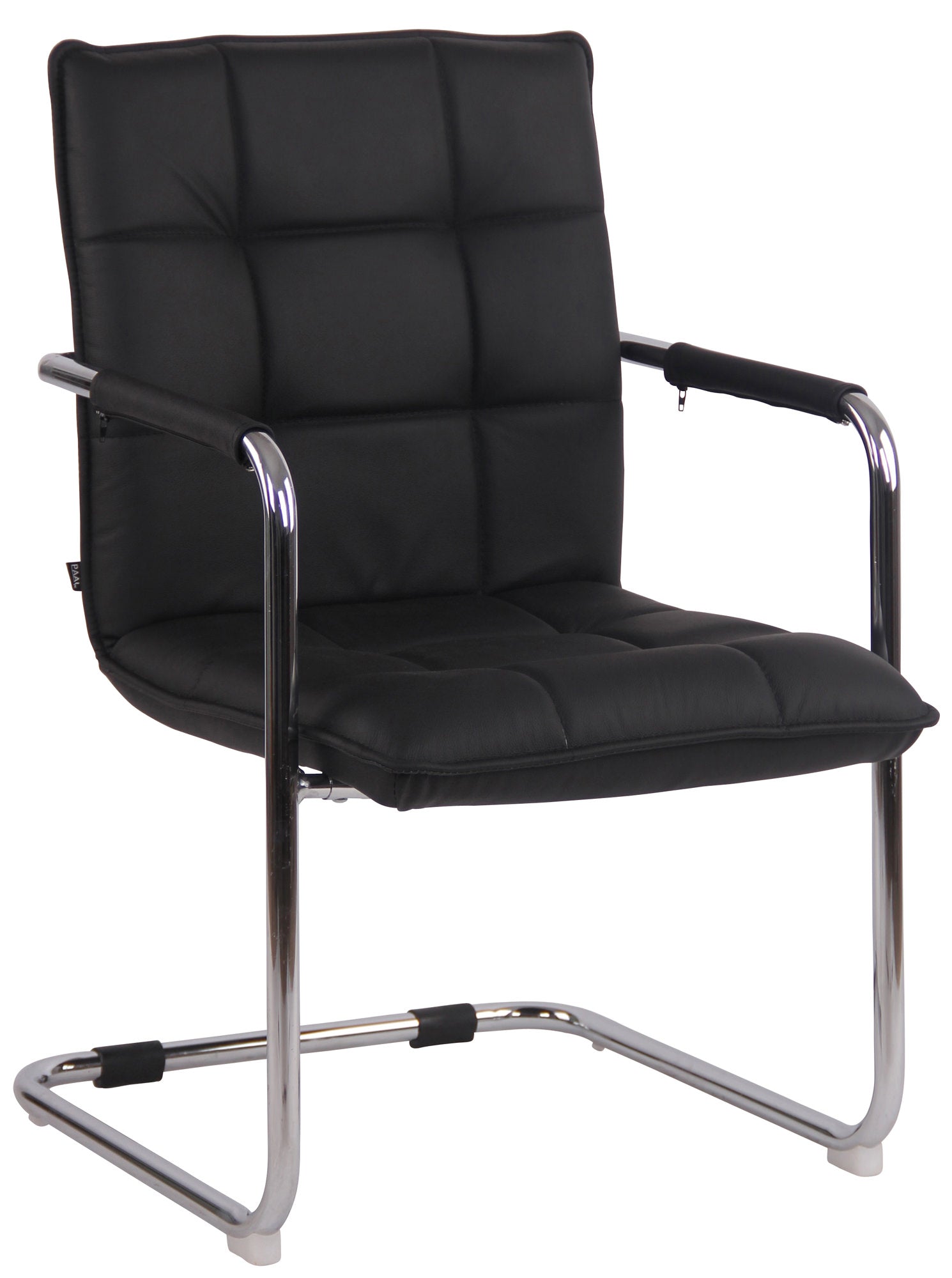 Moderne Eetkamerstoel - Comfort Stoel - Luxueus Rundleer, Zwart/Chroom Design Kleur zwart