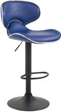 Moderne Barstoel - Kruk - Verstelbaar in Hoogte, Comfortabele Zitting met Voetsteun Kleur blauw Onderstel Kleur zwart