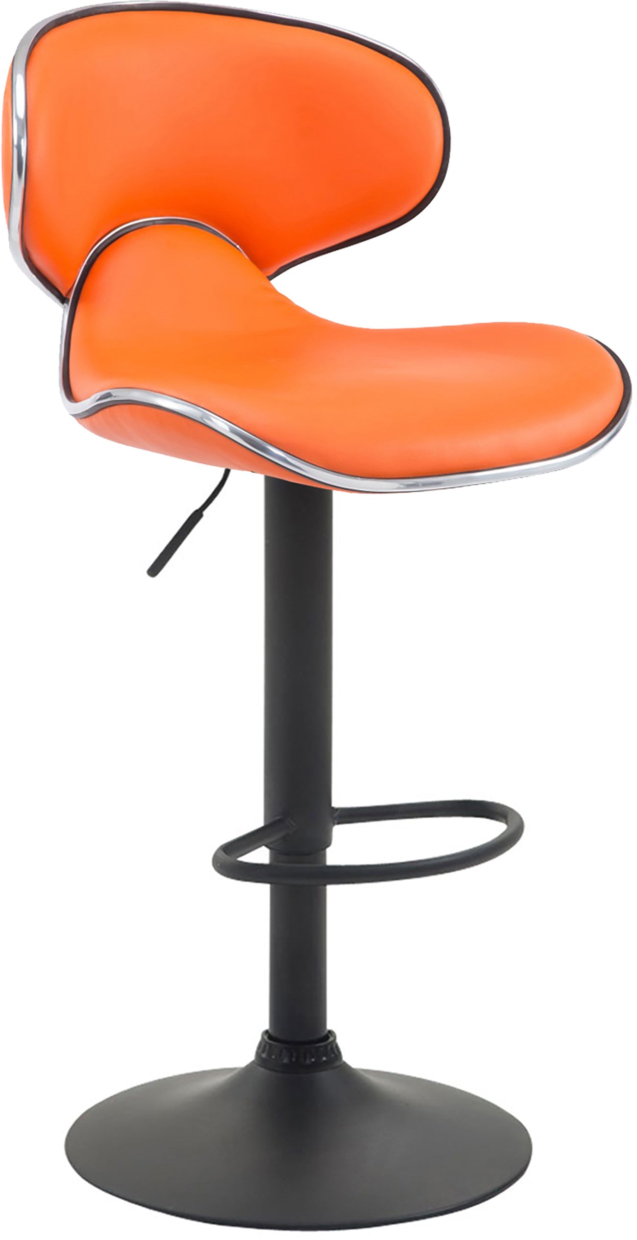 Moderne Barstoel - Kruk - Verstelbaar in Hoogte, Comfortabele Zitting met Voetsteun Kleur oranje Onderstel Kleur zwart