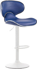 Moderne Barstoel - Kruk - Verstelbaar in Hoogte, Comfortabele Zitting met Voetsteun Kleur blauw Onderstel Kleur wit