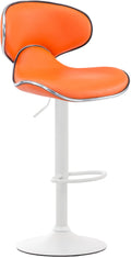 Moderne Barstoel - Kruk - Verstelbaar in Hoogte, Comfortabele Zitting met Voetsteun Kleur oranje Onderstel Kleur wit