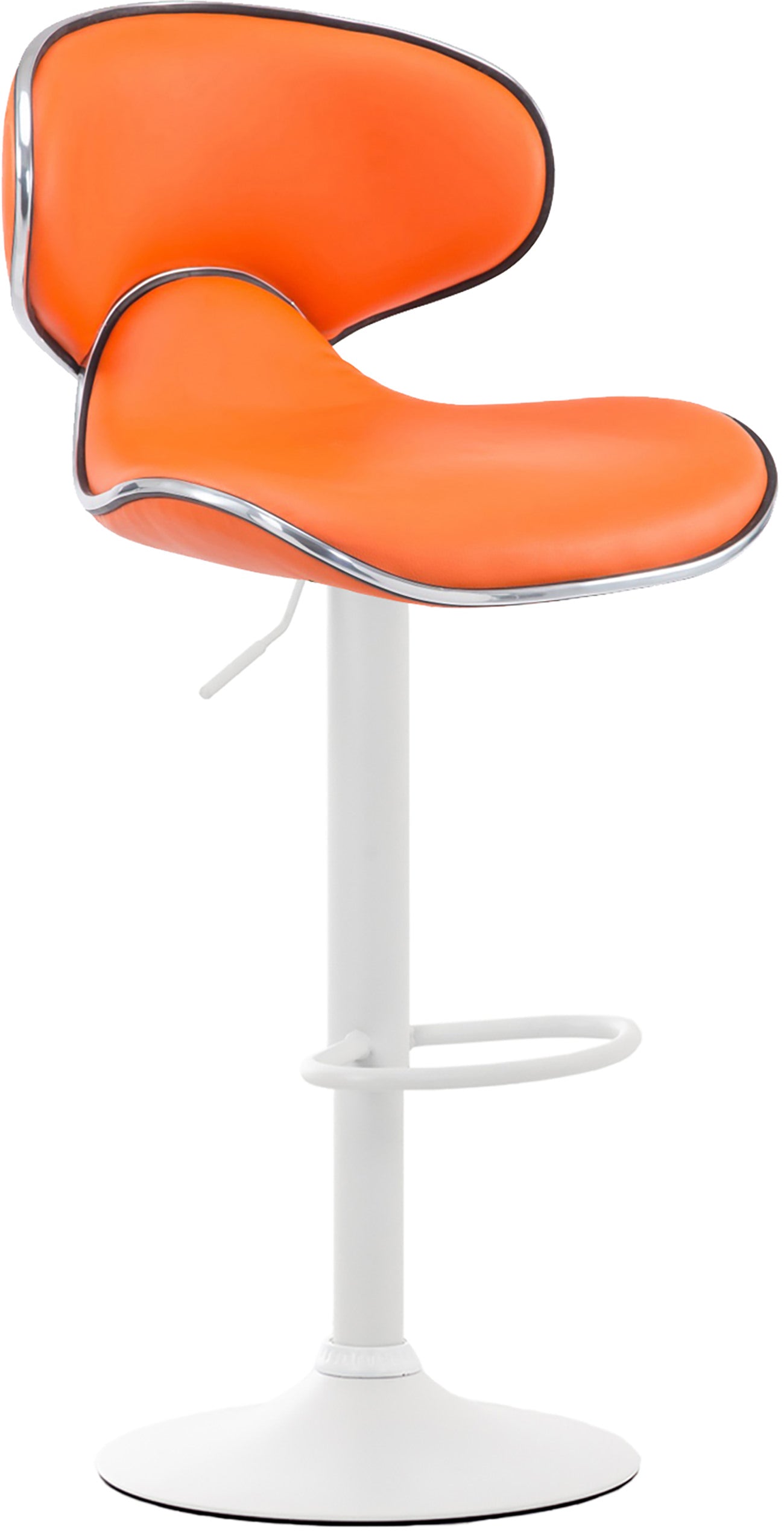 Moderne Barstoel - Kruk - Verstelbaar in Hoogte, Comfortabele Zitting met Voetsteun Kleur oranje Onderstel Kleur wit