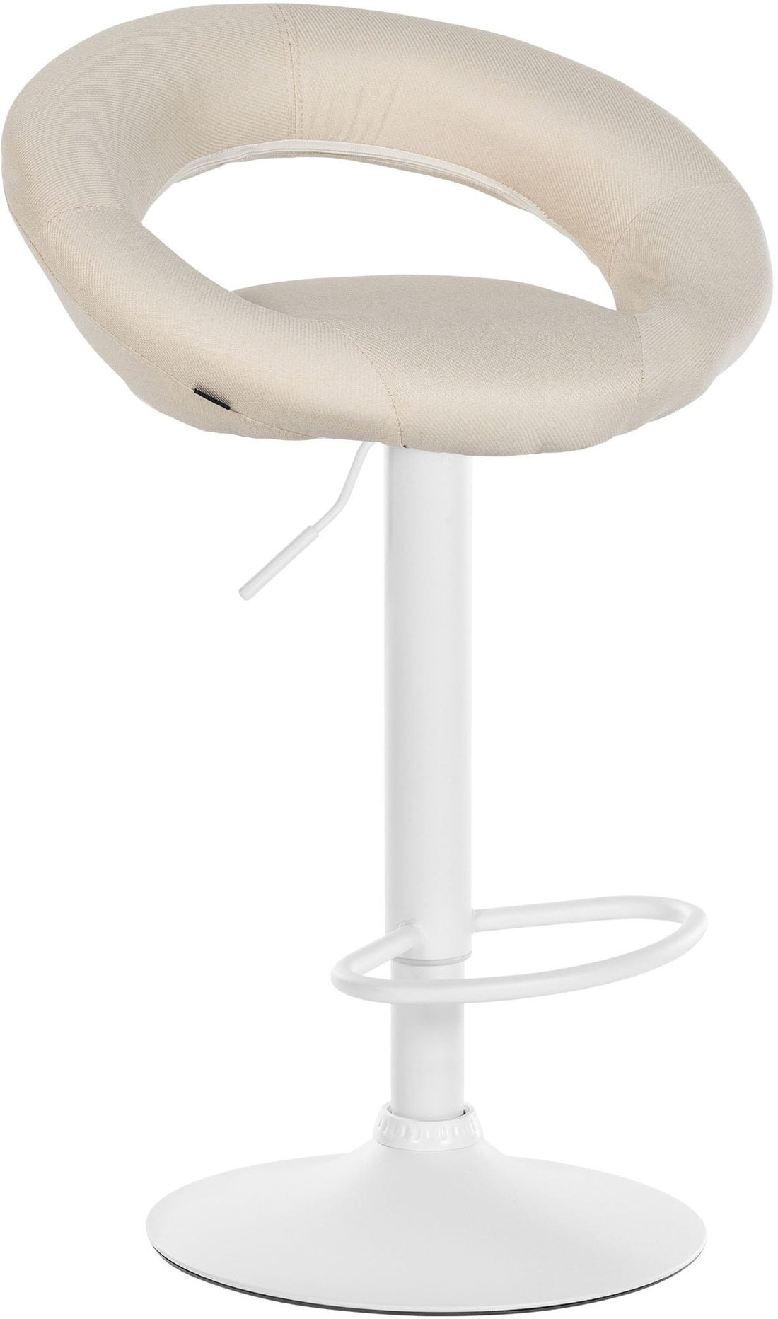 Barkruk met Stoffen Bekleding - Barstoel - Hoogte Verstelbaar voor Comfort en Ergonomie Kleur crème Onderstel Kleur wit