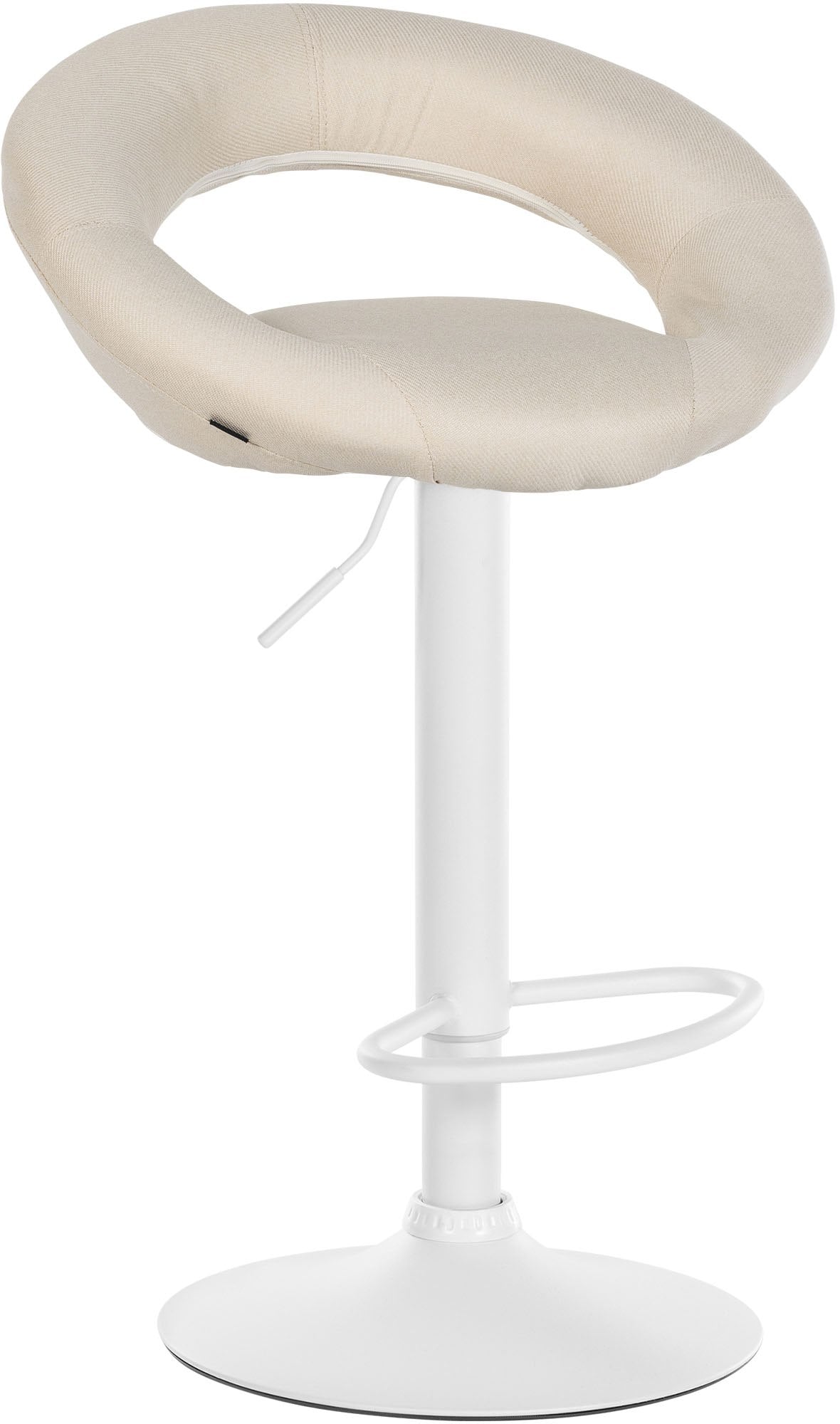 Barkruk met Stoffen Bekleding - Barstoel - Hoogte Verstelbaar voor Comfort en Ergonomie Kleur crème Onderstel Kleur wit