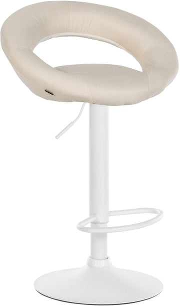 Barkruk met Stoffen Bekleding - Barstoel - Hoogte Verstelbaar voor Comfort en Ergonomie Kleur crème Onderstel Kleur wit