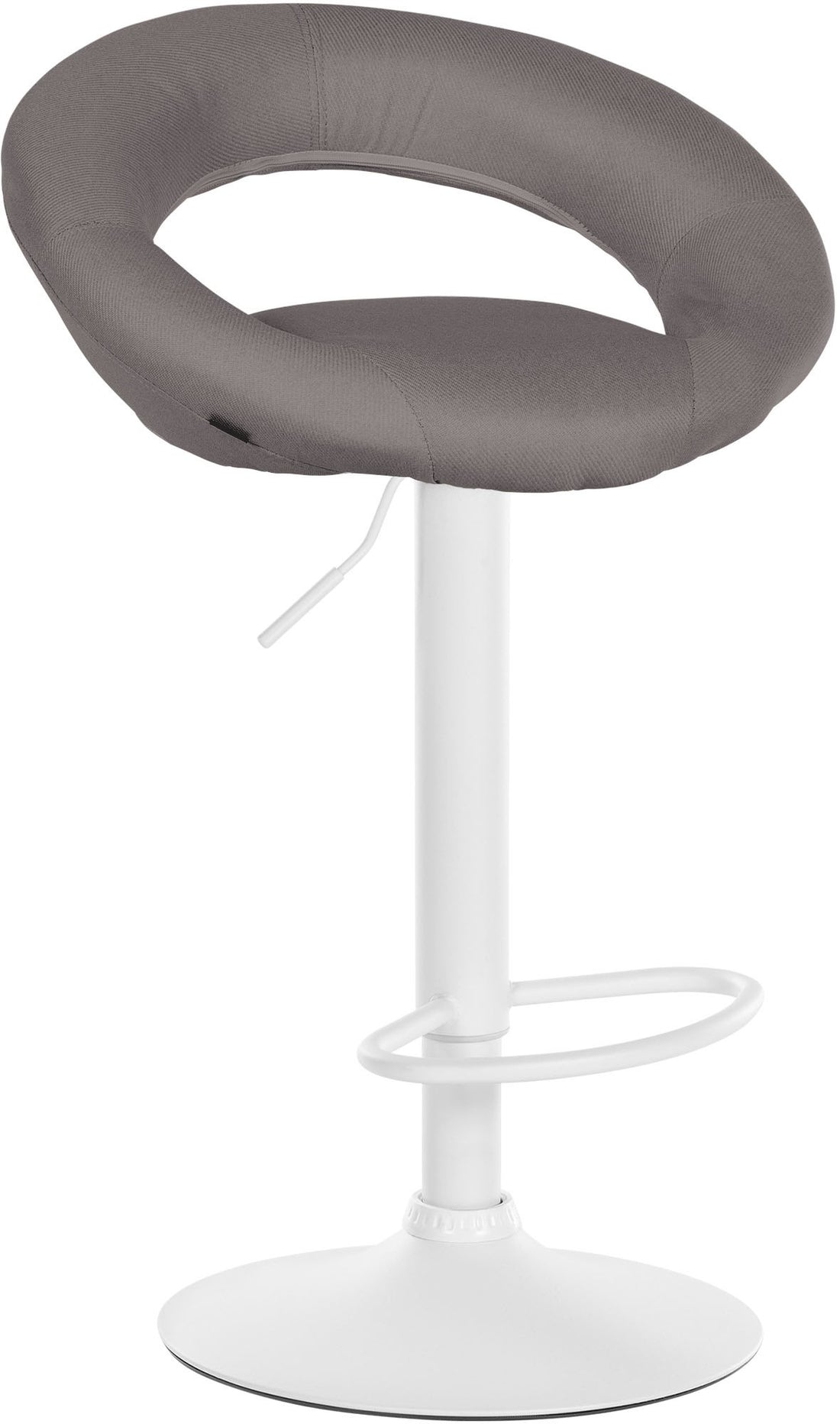 Barkruk met Stoffen Bekleding - Barstoel - Hoogte Verstelbaar voor Comfort en Ergonomie Kleur crème Onderstel Kleur wit