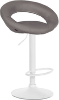 Barkruk met Stoffen Bekleding - Barstoel - Hoogte Verstelbaar voor Comfort en Ergonomie Kleur grijs Onderstel Kleur wit